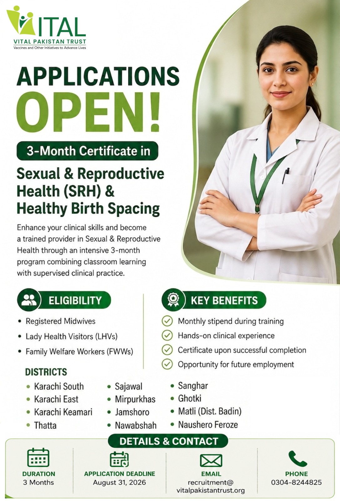 3-Month Certificate in Sexual & Reproductive Health (SRH) & Healthy Birth Spacing